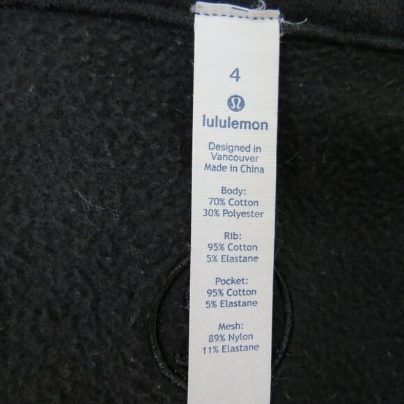 LULULEMON Women's Radiant Jacket II Black Cotton Fleece Zip Front Sweatshirt 4 - Picture 9 of 10